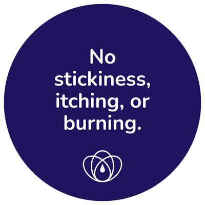 No stickiness, itching, or burning.
